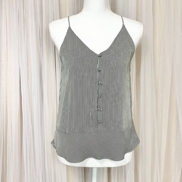 LOFT Tops - LOFT black white striped buttoned tank top